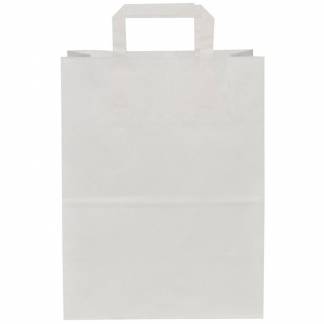 Bærepose papir m/fals 16L 360x280x170mm hvid 200stk 