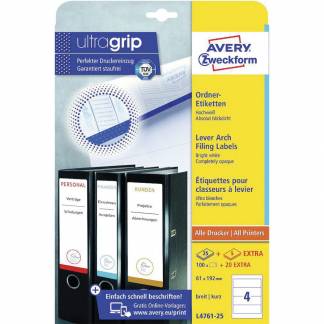Avery Ultragrip 61x192 mm arkiveringsetiketter 