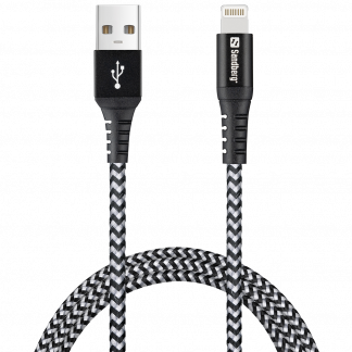 Sandberg Survival lightning USB-kabel 1m sort/hvid