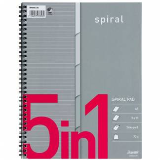 Spiralblok Bantex 5in1 A4 Linjeret m/5 faner