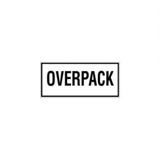 Fareetiket OVERPACK 100x100mm sort/hvid 