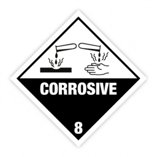 Fareetiket CORROSIVE 100x100mm sort/hvid 250stk 