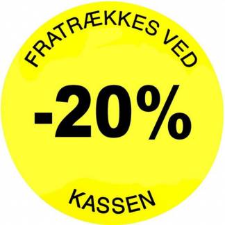 Rabatetiketter -20% Ø35mm gul 