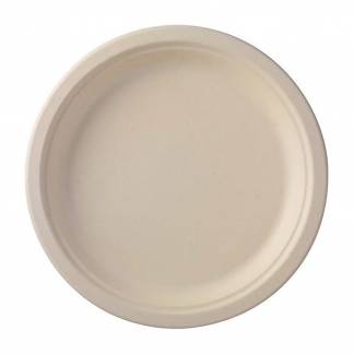 Engangstallerkner bagasse Ø23cm beige 125 stk 