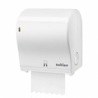 Satino Auto-Cut håndklæderulle-dispenser hvid 