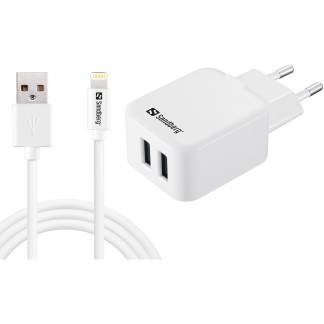 Sandberg 2,4A USB lightning kabel hvid 