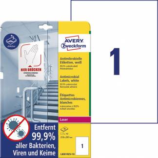 Avery L8001-10 antimikrobielle etiketter hvid 