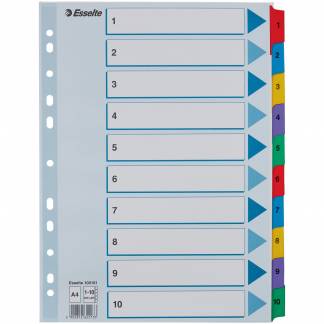 Esselte Mylar A4 register 1-10 farvede faner 