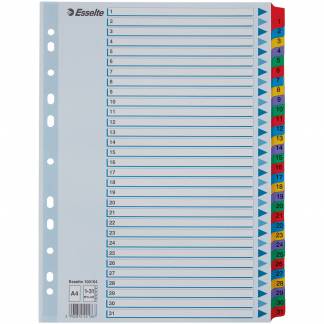 Esselte Mylar A4 register 1-31 farvede faner 