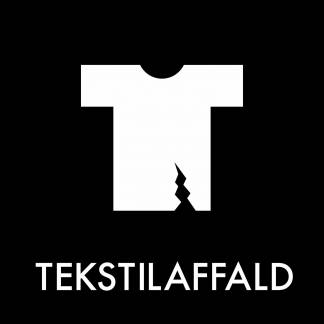 Tekstilaffald piktogram u/baggrund 12x12cm 