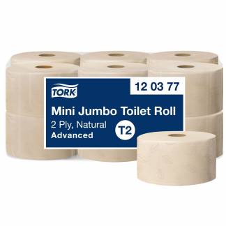 Tork 120377 Advanced Mini Jumbo toiletpapir 2-lags T2 natur 12rl 