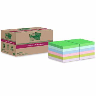 Post-it SS Recycled notes 47,6x47,6mm assorteret 12stk 