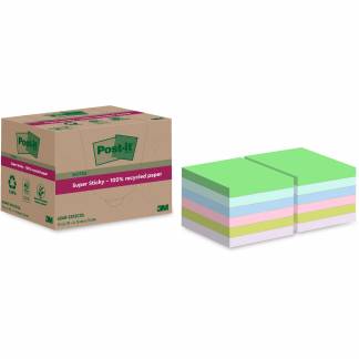 Post-it SS Recycled notesblok 76x76mm assorteret 12stk 