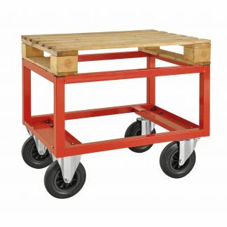 Kongamek halv pallevogn m/bremse 800x600x650mm r&oslash;d 800kg