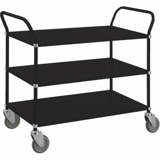 Kongamek hyldevogn m/3 hylder og bremse sort