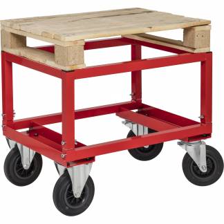 Kongamek halv pallevogn m/bremse 800x600x654mm r&oslash;d