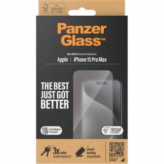 PanzerGlass Ultra-Wide Fit beskyttelsesglas t/iPhone 15 Pro Max 