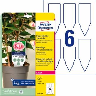 Avery planteskilt 128x47mm hvid 