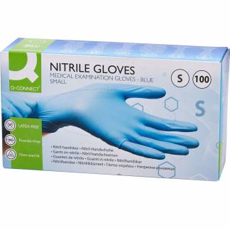 Q-connect nitrilhandsker str. S bl&aring; 100stk 