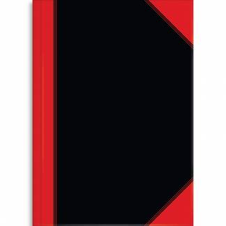 Rhino Kina notesbog 70g linjeret A5 sort/rød 