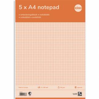 Rhino standardblok 60g A4 kvadreret 4 huller 