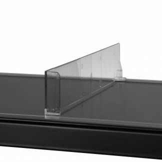 Hyldedeler line&aelig;r m/varestopper venstre 285x60mm glasklar