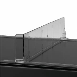 Hyldedeler line&aelig;r m/varestopper h&oslash;jre 285x60mm glasklar