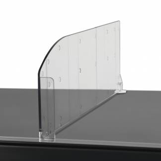 Hyldedeler skr&aring; m/varestopper venstre 285x120mm glasklar