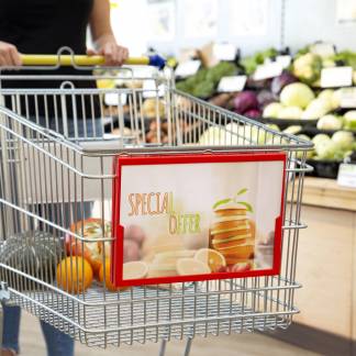 Skilteramme t/indk&oslash;bsvogn A4 r&oslash;d