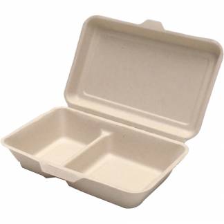 Bagasse burgerboks m/2 rum 240x160x60mm 125stk