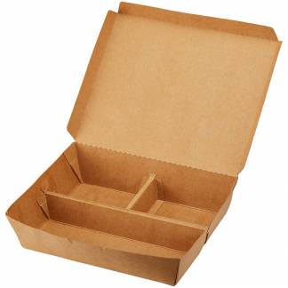 Takeaway boks m/3 rum 208x172x50mm brun 100stk