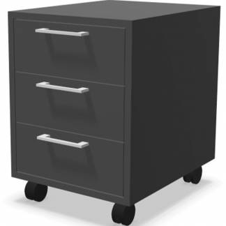 Skuffekassette m/3 skuffer antracit decor laminat m/hjul 