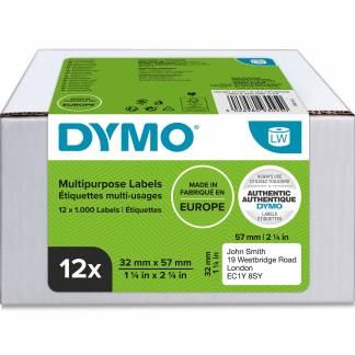 Dymo multietiketter 25x54 mm Hvid  12 rl