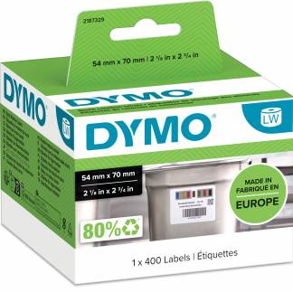 Dymo lagerrotationsetiketter 54x70mm hvid 400stk