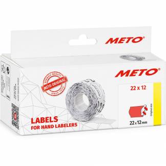 Meto permanente prisetiketter 12x22mm neonr&oslash;d 6rl