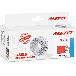 Meto permanente prisetiketter 19x32mm neonr&oslash;d 5rl