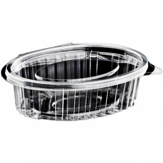 Catersource plastb&aelig;ger oval m/l&aring;g 150ml klar 100stk