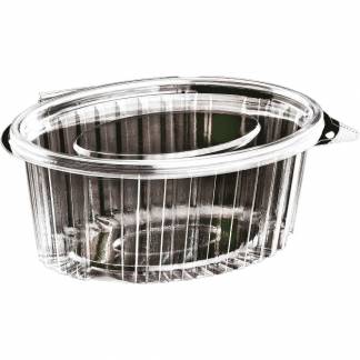 Catersource plastb&aelig;ger oval m/l&aring;g 375ml klar 100stk