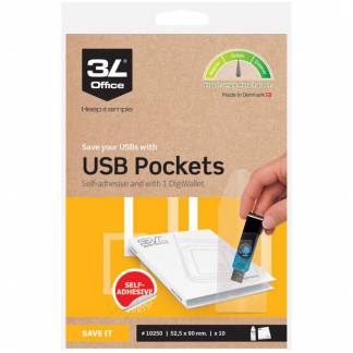 3L Office selvkl&aelig;bende USB-lommer 90x52mm 