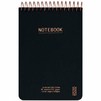Kozo Premium notesbog 100g A6 linjeret sort 