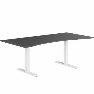 Pro hævesænkebord med bue 90x180cm hvid sort linoleum 