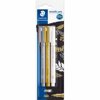Staedtler 8323 marker 1-2mm metallic guld/s&oslash;lv/hvid 