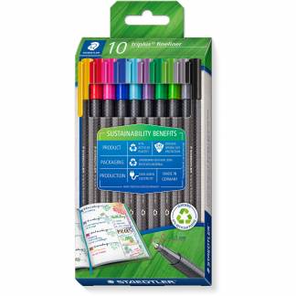 Staedtler Triplus fineliner 334 0,3mm flerfarvet 10stk 