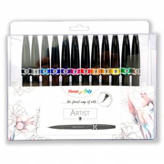 Pentel SESF30C Brush fiberpen 12stk 