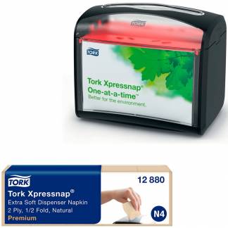 Tork Xpressnap Extra Soft servietter natur + gratis dispenser 