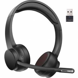 Q-connect tr&aring;dl&oslash;s headset m/mikrofon sort 