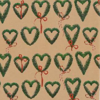 Julegavepapir julehjerter 38cmx165m brun