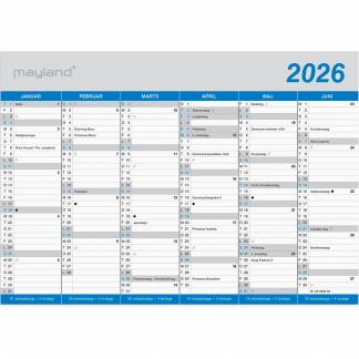 Mayland 2026 26058000 klassisk vægkalender A5 15x21cm 