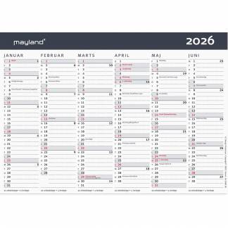 Mayland 2026 26058050 moderne vægkalender A5 15x21cm 
