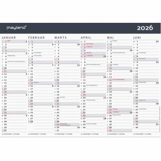 Mayland 2026 26059050 moderne vægkalender A4 21x29,6cm 